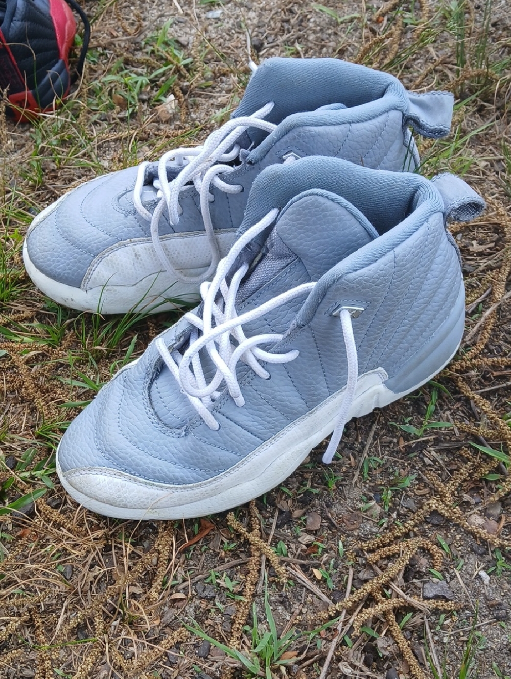 Light Gray High-Top Sneakers with White Accents